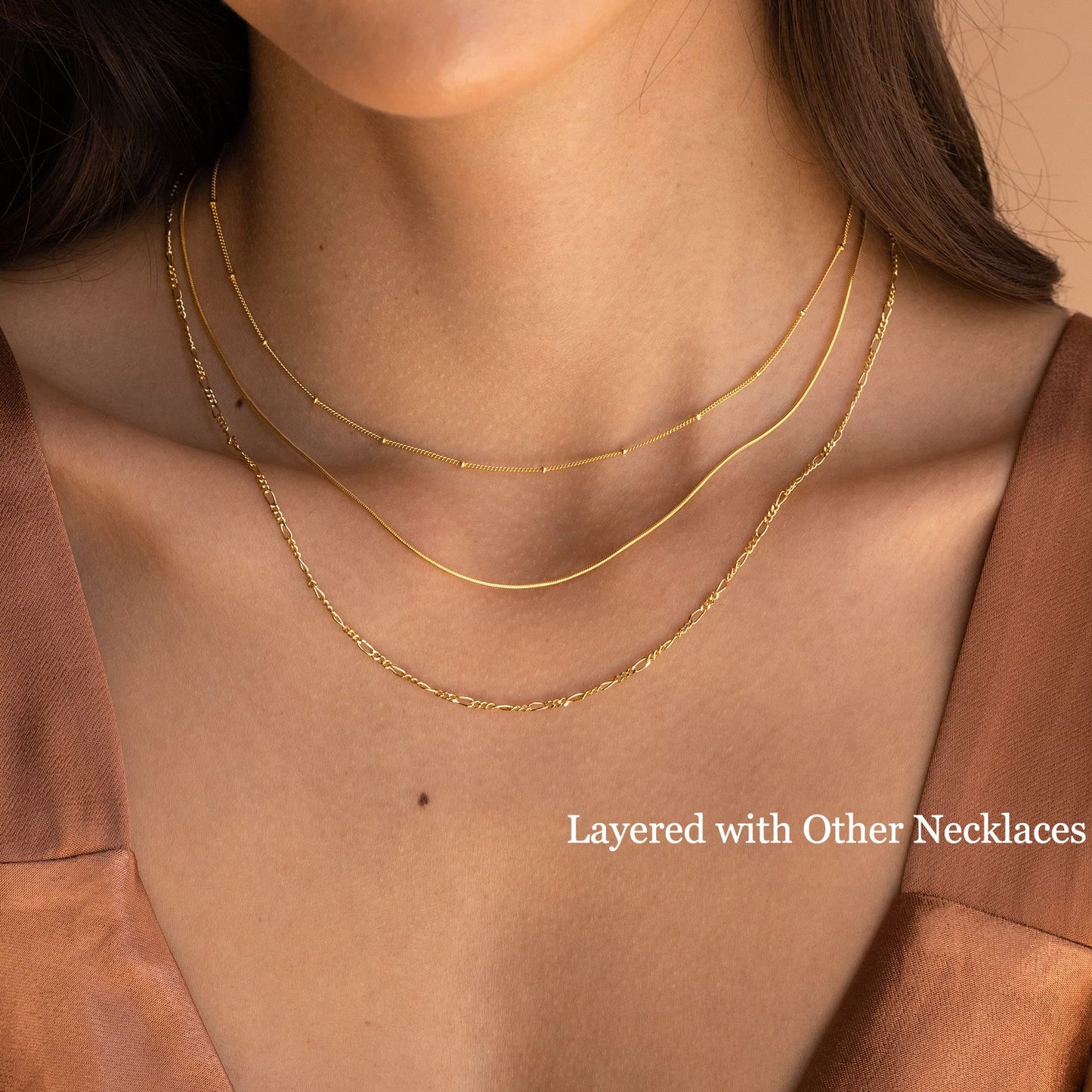 DEARMAY 14K Gold Filled Herringbone Chain Necklace for Women – 1.5MM, 16"